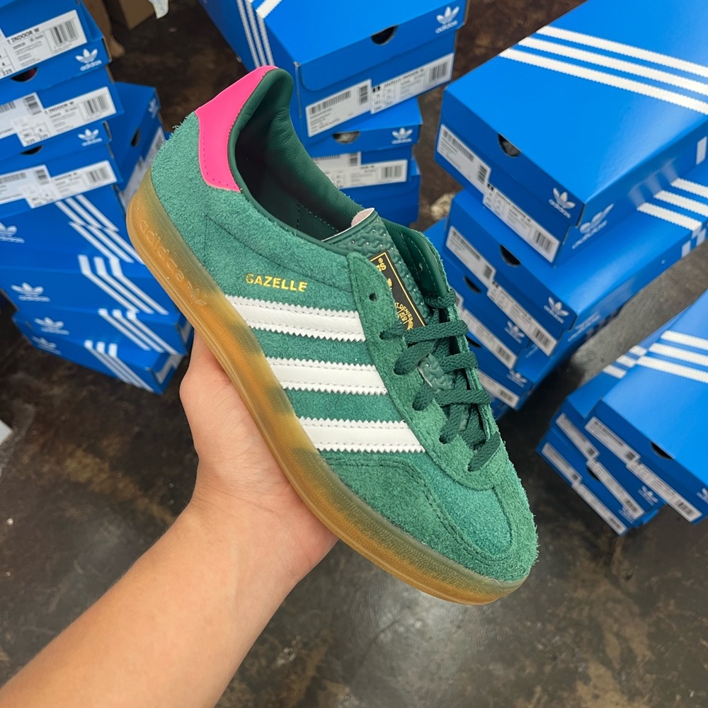 adidas Gazelle Indoor Collegiate Green Lucid Pink Size 5,5.5W